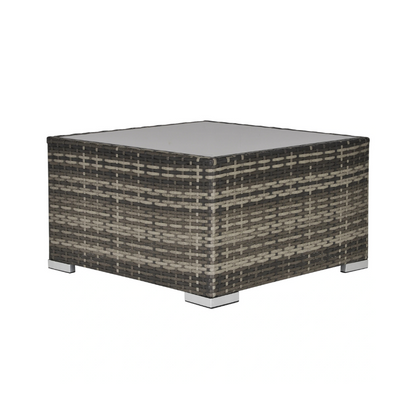 Outsunny Square PE Wicker Rattan Table with Glass Top - LuxmeLounge - [vendor_name]