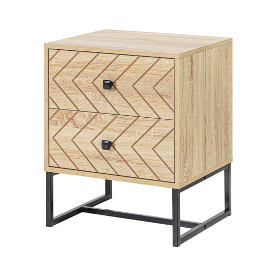 HOMCOM Bedside Table Nightstand Two-Drawer