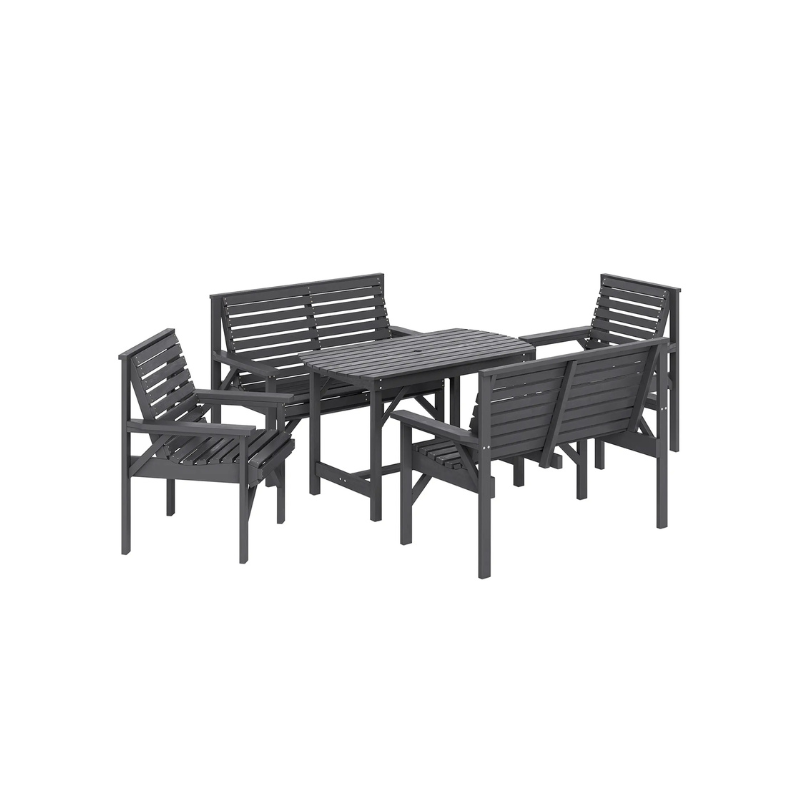 Outsunny 5 Piece Wooden Garden Dining Set for 6