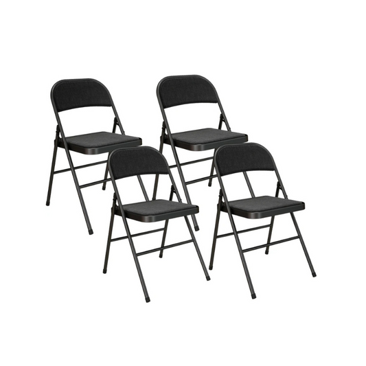 HOMCOM Set of Four Cushioned Folding Chairs - Black