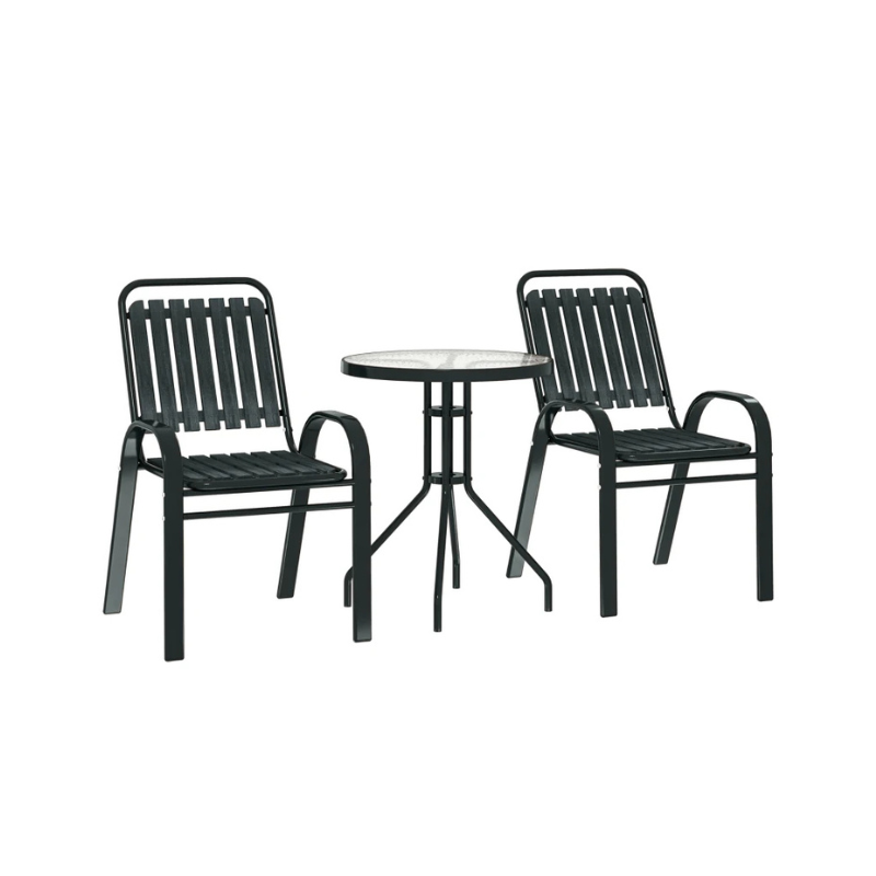 Outsunny 3 Pieces Patio Bistro Set with Stackable Chairs