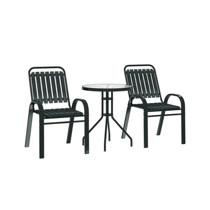 Outsunny 3 Pieces Patio Bistro Set with Stackable Chairs