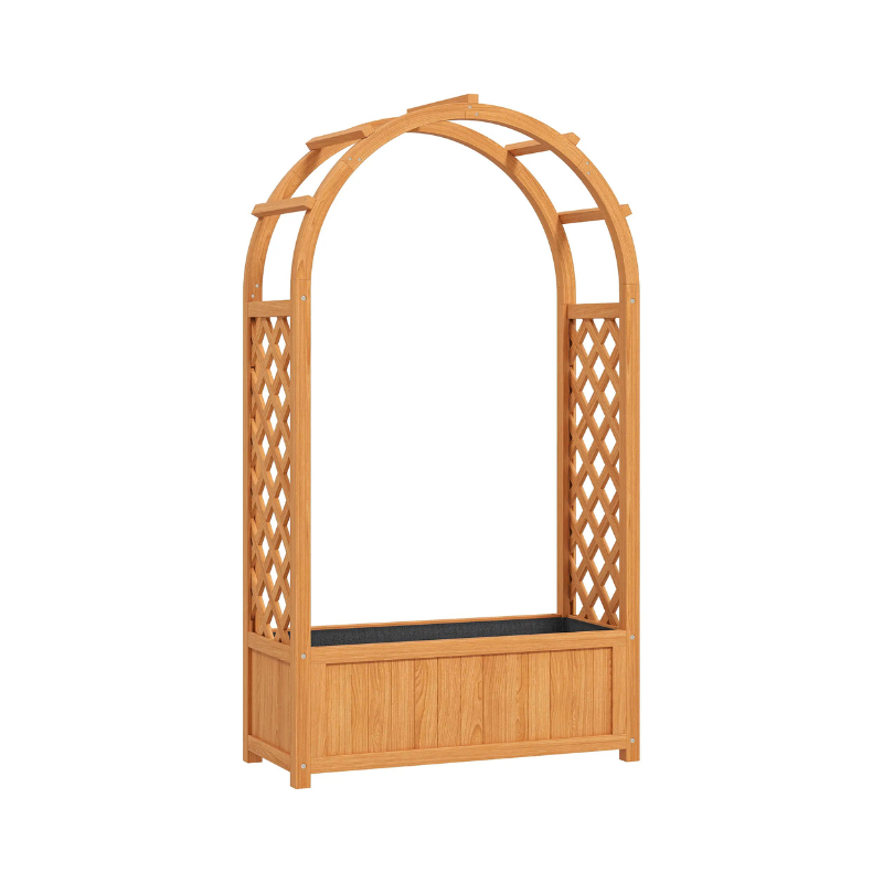 Outsunny Wooden Raised Garden Bed with Trellis