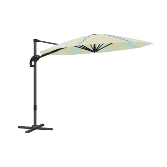 Outsunny 3(m) Cantilever Garden Parasol with Solar Powered Lights