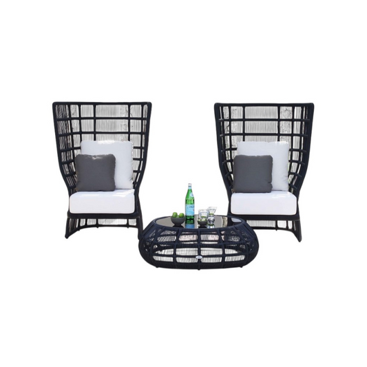 Black Spa Armchair Duo & Coffee Table