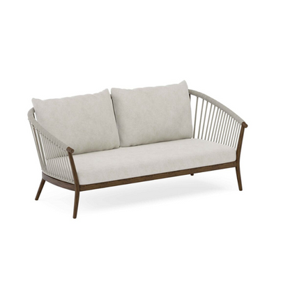 Modern outdoor sofa with wireframe design on a white background
