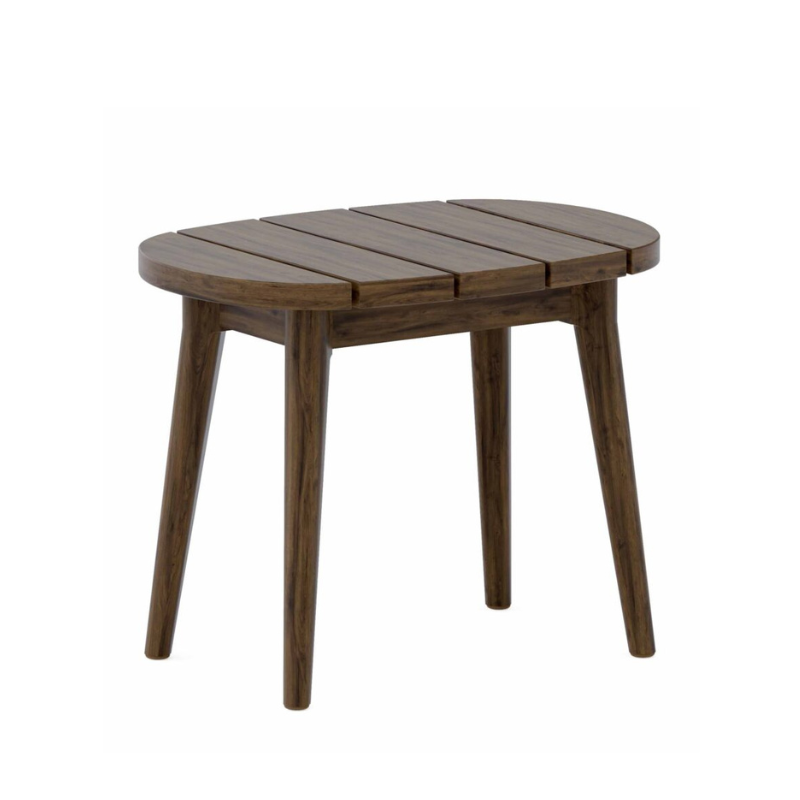 Wooden side table with a white background