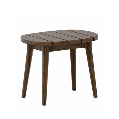 Wooden side table with a white background