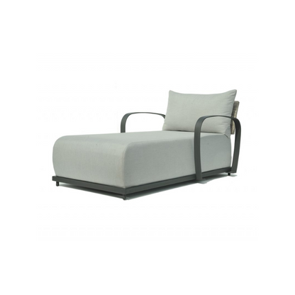 Modern lounge chair with gray cushion on a white background