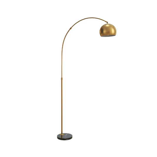 Gold arch floor lamp on a white background
