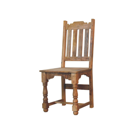 Wooden chair with a rustic design on a white background