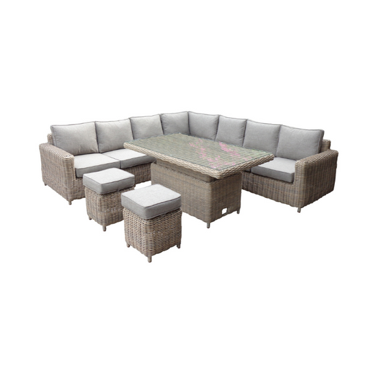 Amalfi Outdoor Large Corner Set With Riser Table + 2 Stools