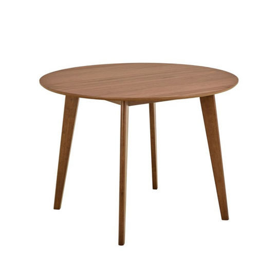 Wooden round table on a white background