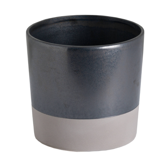 Two-toned black and gray planter on a white background