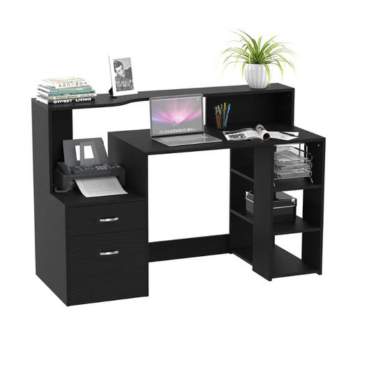 HOMCOM Computer Desk with Drawers and Storage Shelves - LuxmeLounge - [vendor_name]