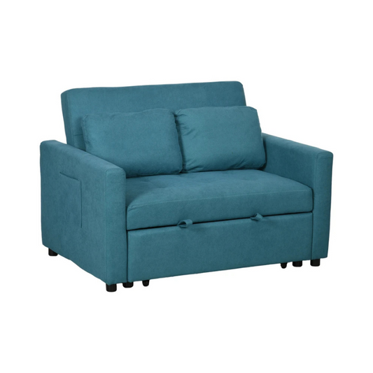 Teal sofa bed on a white background