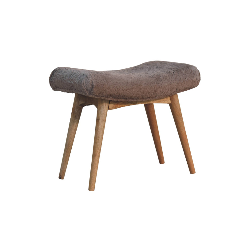 Mocha Faux Fur Curved Bench - LuxmeLounge - [vendor_name]
