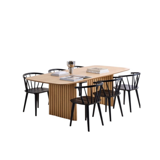 Christo Dining Table in Oak Included 6 Ida Dining Chairs in Black