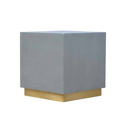 Cement Footstool with Gold Base