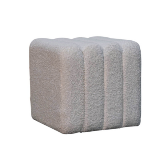 White Wavy Boucle Footstool