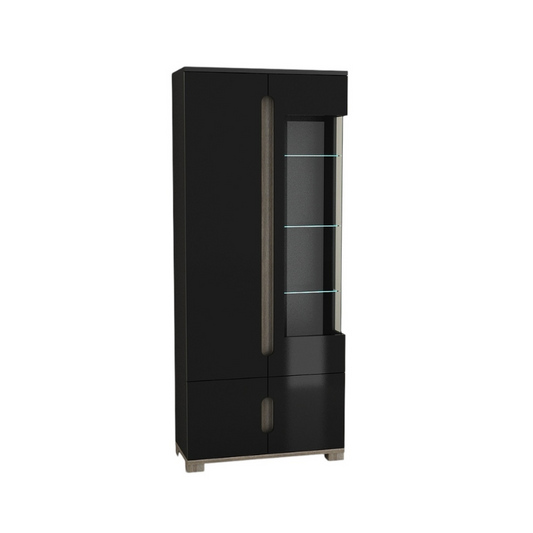 Vento High Gloss Display Cabinet with Glass Door &amp; LED Lighting