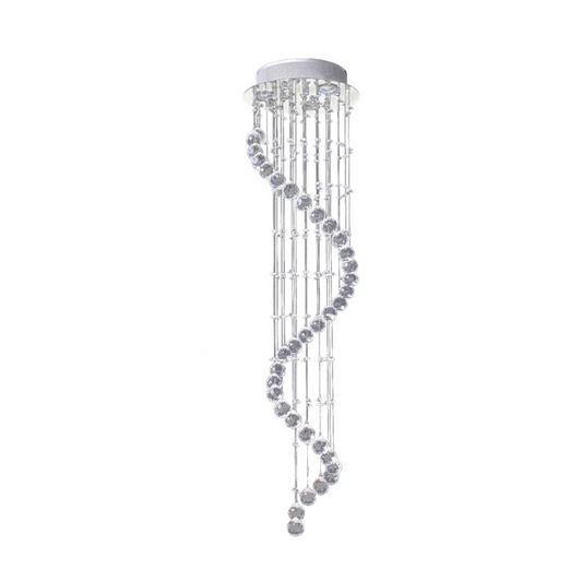 Decorative hanging chandelier with crystal beads on a white background
