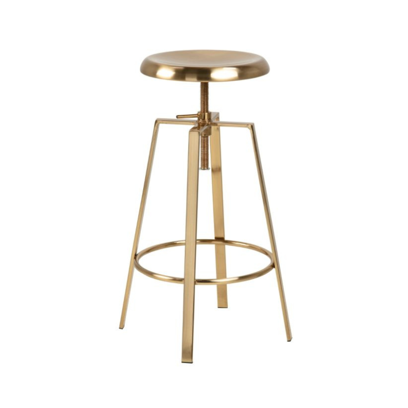 Gold metal bar stool on a white background