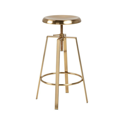 Gold metal bar stool on a white background