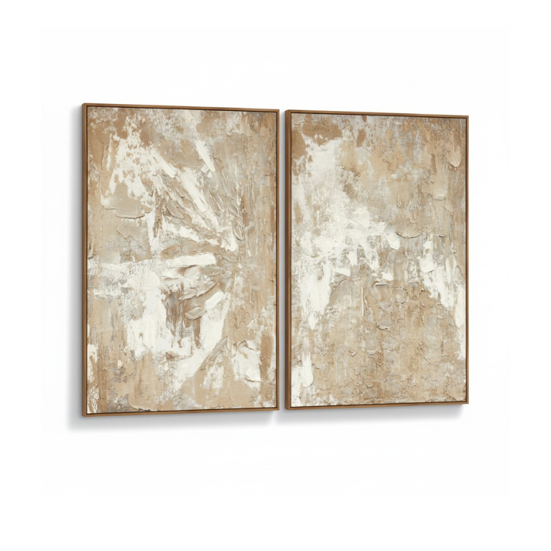 Virello Set of 2 Neutral Tones Textured Wall Art - LuxmeLounge - [vendor_name]
