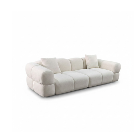 Linen Whisper Three-Seat Sofa by Fifty Five South featuring a stylish, modern design with soft linen fabric and plush cushions.
