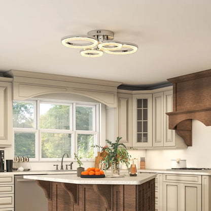 HOMCOM LED Ceiling Light, Modern 4 Rings Ceiling Lamp with Wall Switch Control