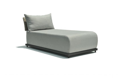 Gray outdoor sofa with a pillow on a white background