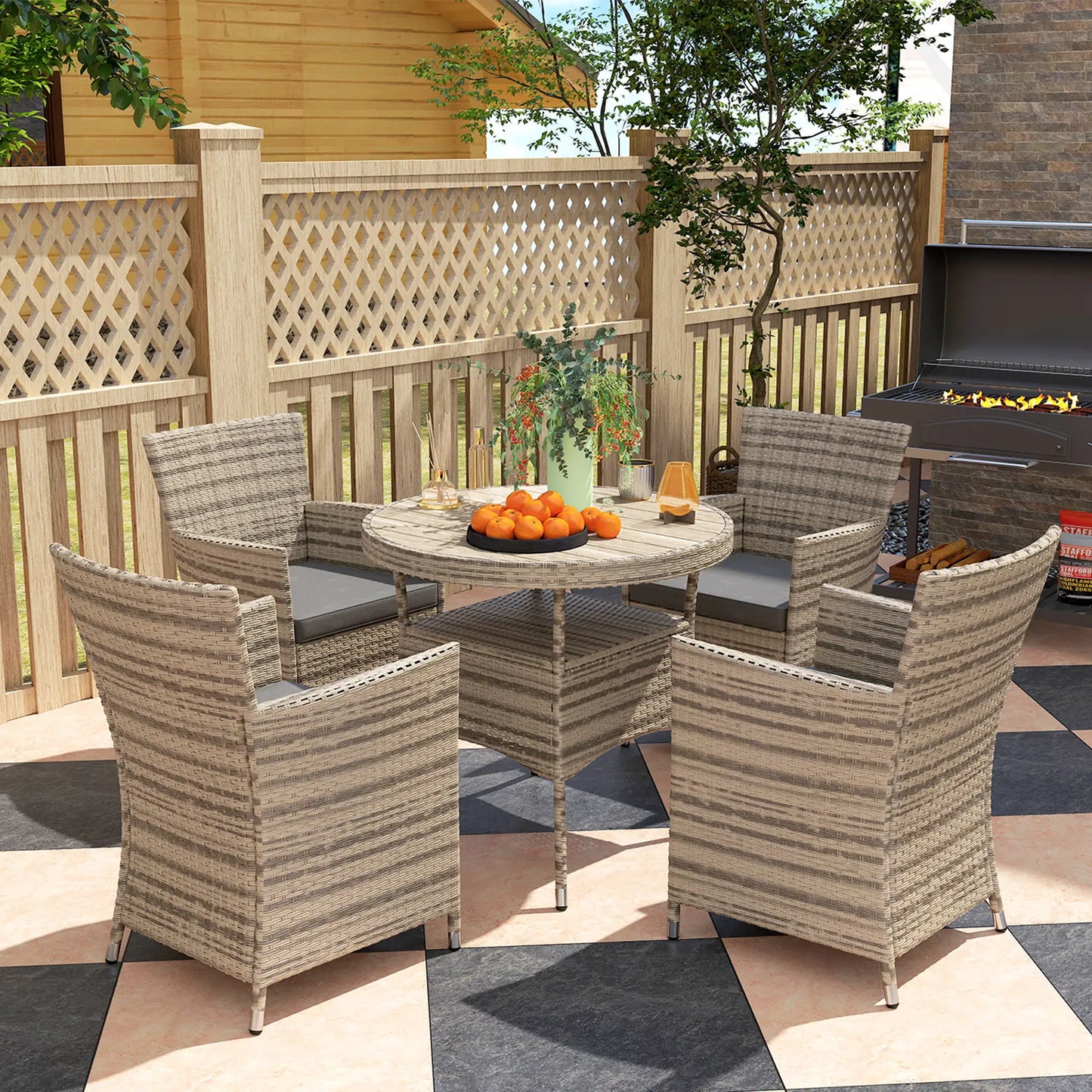 Outsunny Five-Piece Rattan Garden Set
