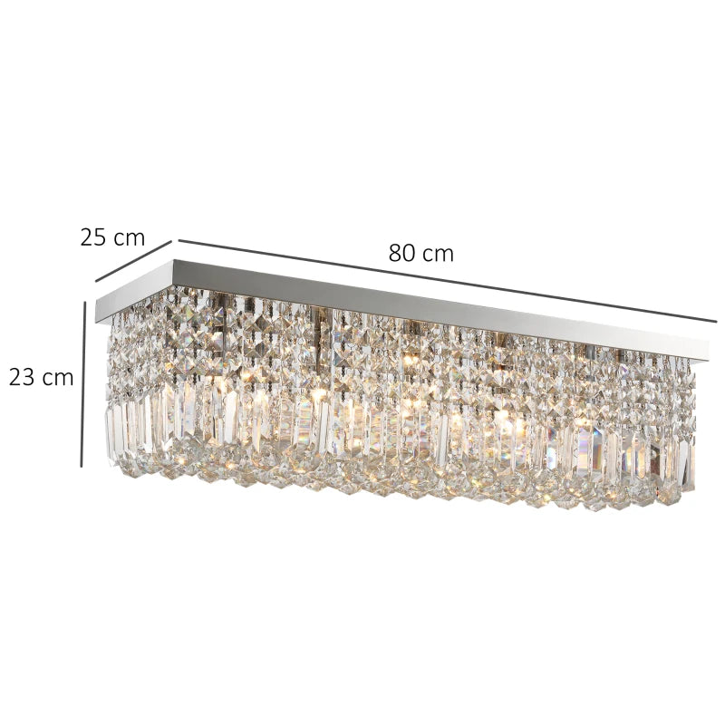 Crystal chandelier with dimensions on a white background