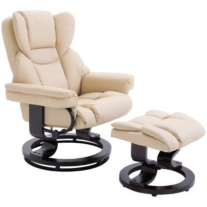 HOMCOM Faux Leather Recliner Chair and Footstool - LuxmeLounge - [vendor_name]