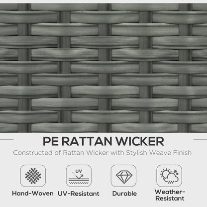 Close-up of PE rattan wicker with text highlighting its features.