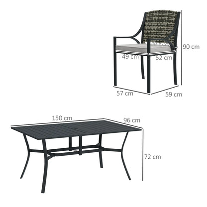 Outsunny Rattan Garden Furniture Set with Cushions