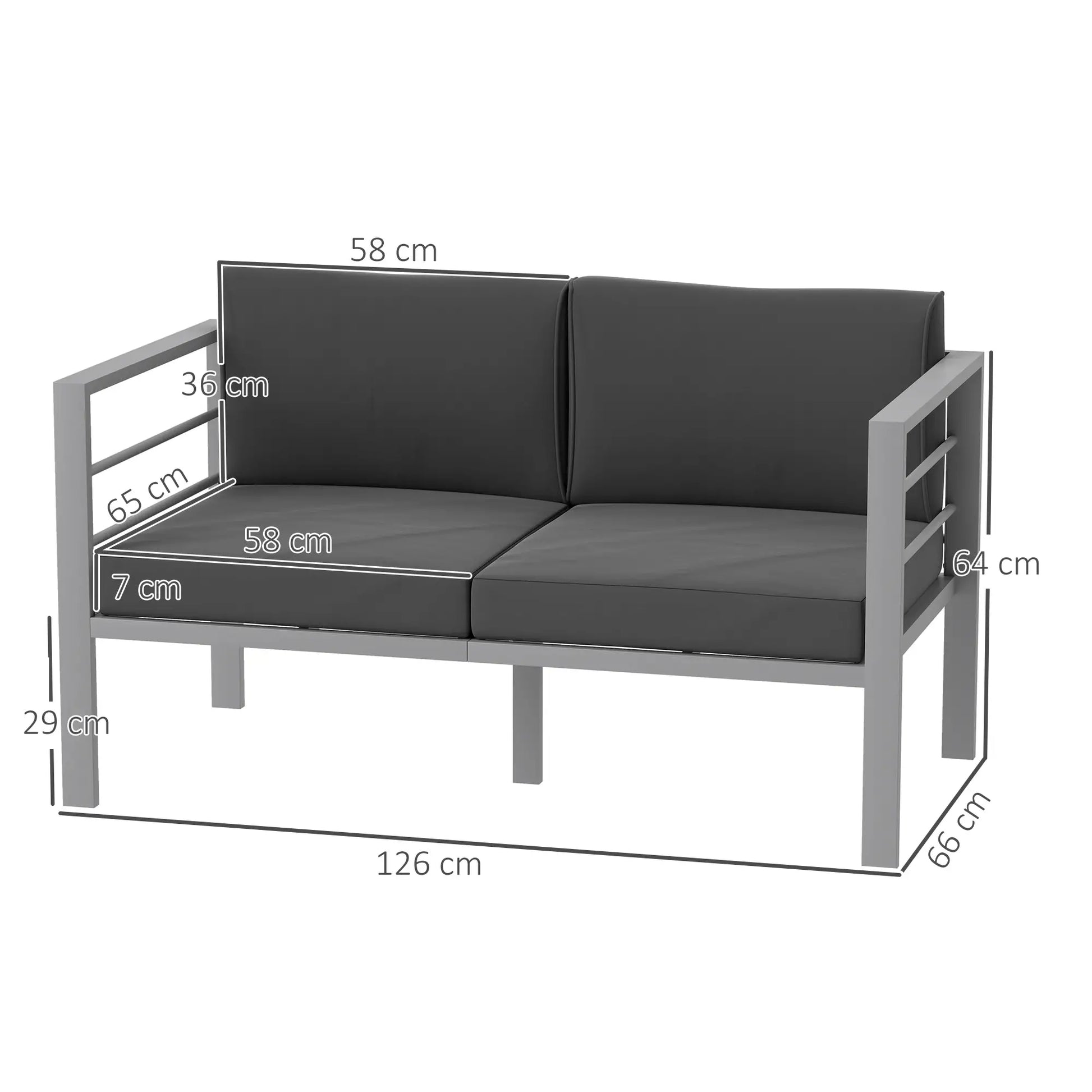 Outsunny Two-Seater Aluminium Garden Sofa