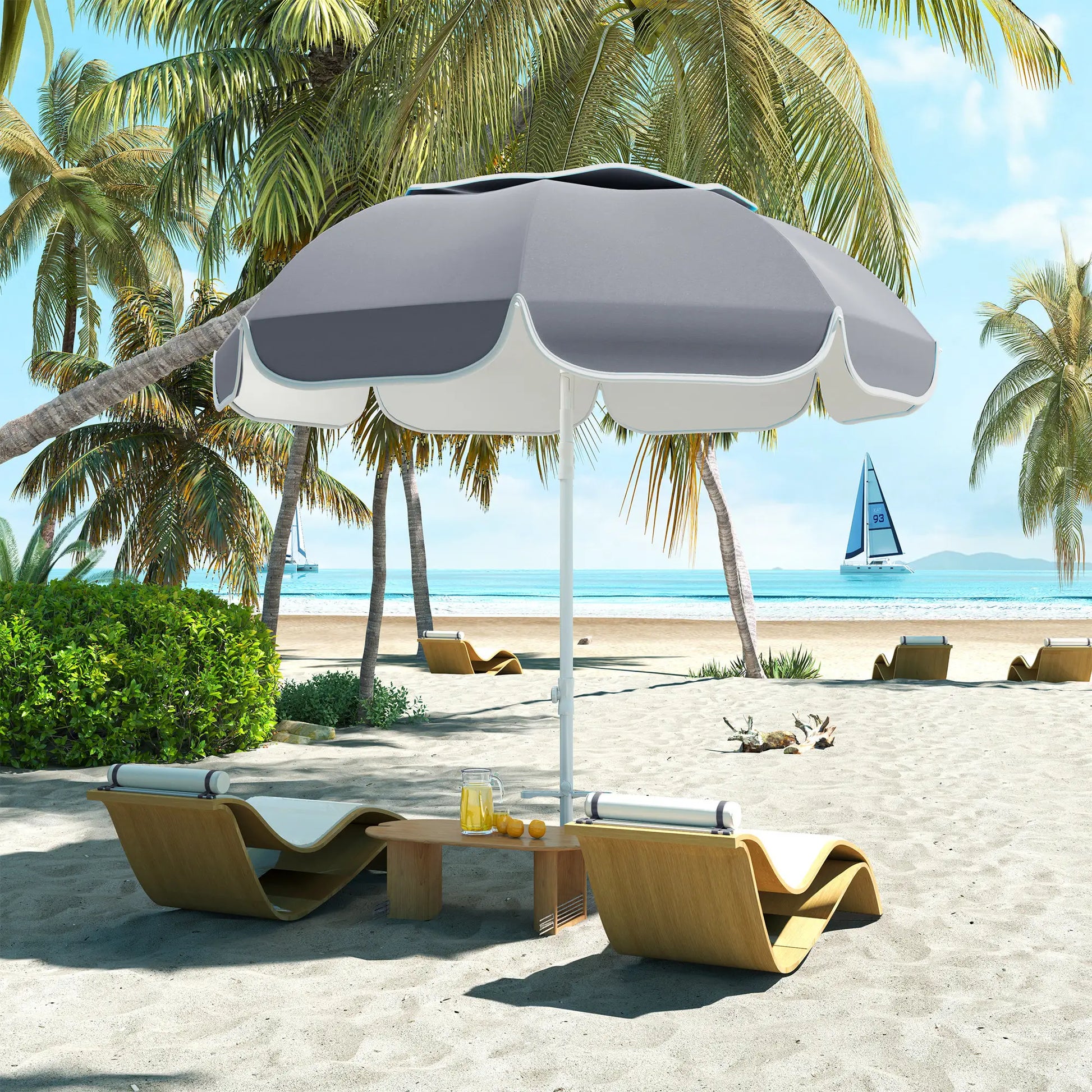 Outsunny Beach Umbrella Portable with Sand Anchor