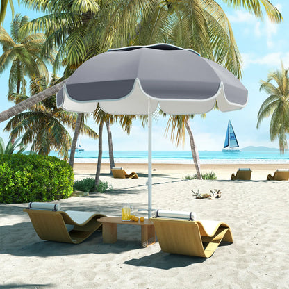 Outsunny Beach Umbrella Portable with Sand Anchor