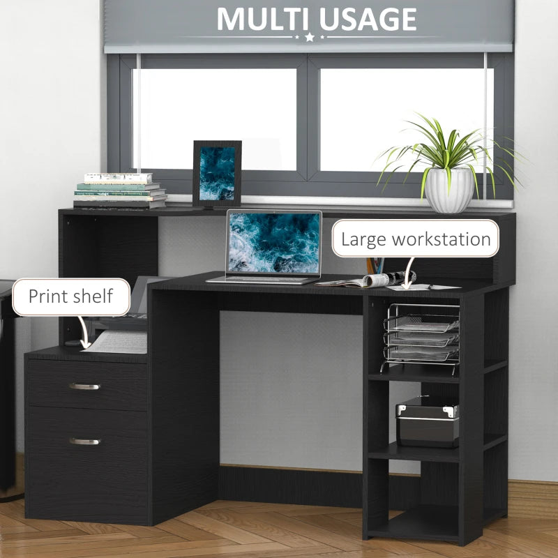 HOMCOM Computer Desk with Drawers and Storage Shelves - LuxmeLounge - [vendor_name]