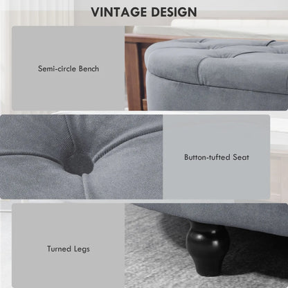 HOMCOM Velvet-Feel Half Circle Storage Ottoman