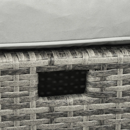 Close-up of woven basket with a gray fabric top