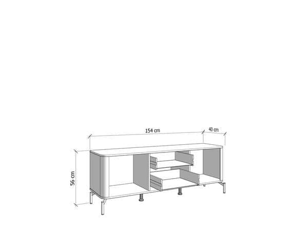 Technical drawing of a piece of furniture with dimensions labeled
