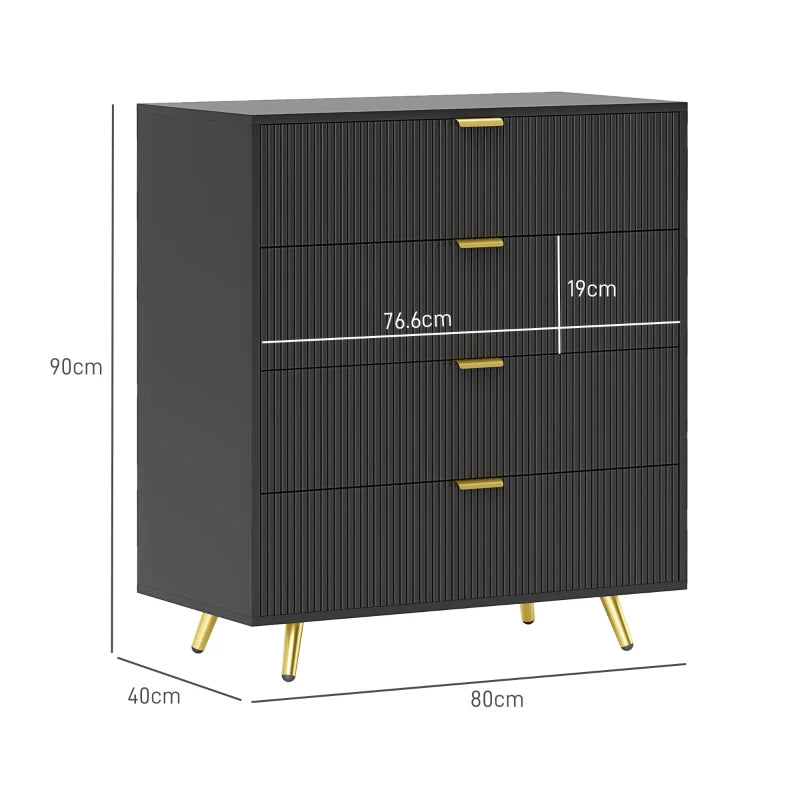 HOMCOM Elegant Four-Drawer Chest Of Drawer