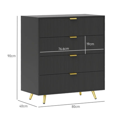 HOMCOM Elegant Four-Drawer Chest Of Drawer