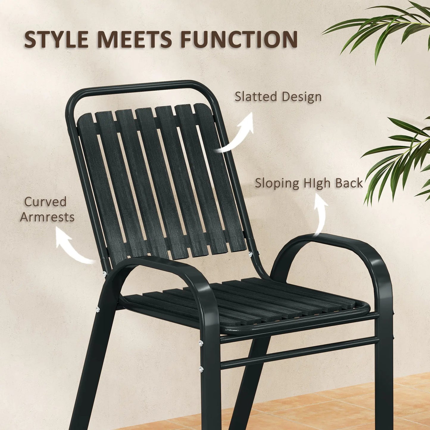 Outsunny 3 Pieces Patio Bistro Set with Stackable Chairs