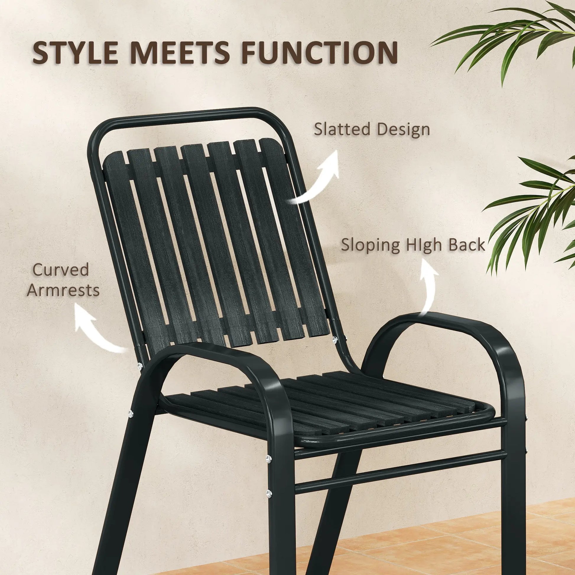 Outsunny 3 Pieces Patio Bistro Set with Stackable Chairs