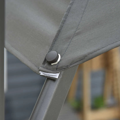 Close-up of a gray umbrella with a button and blurred background