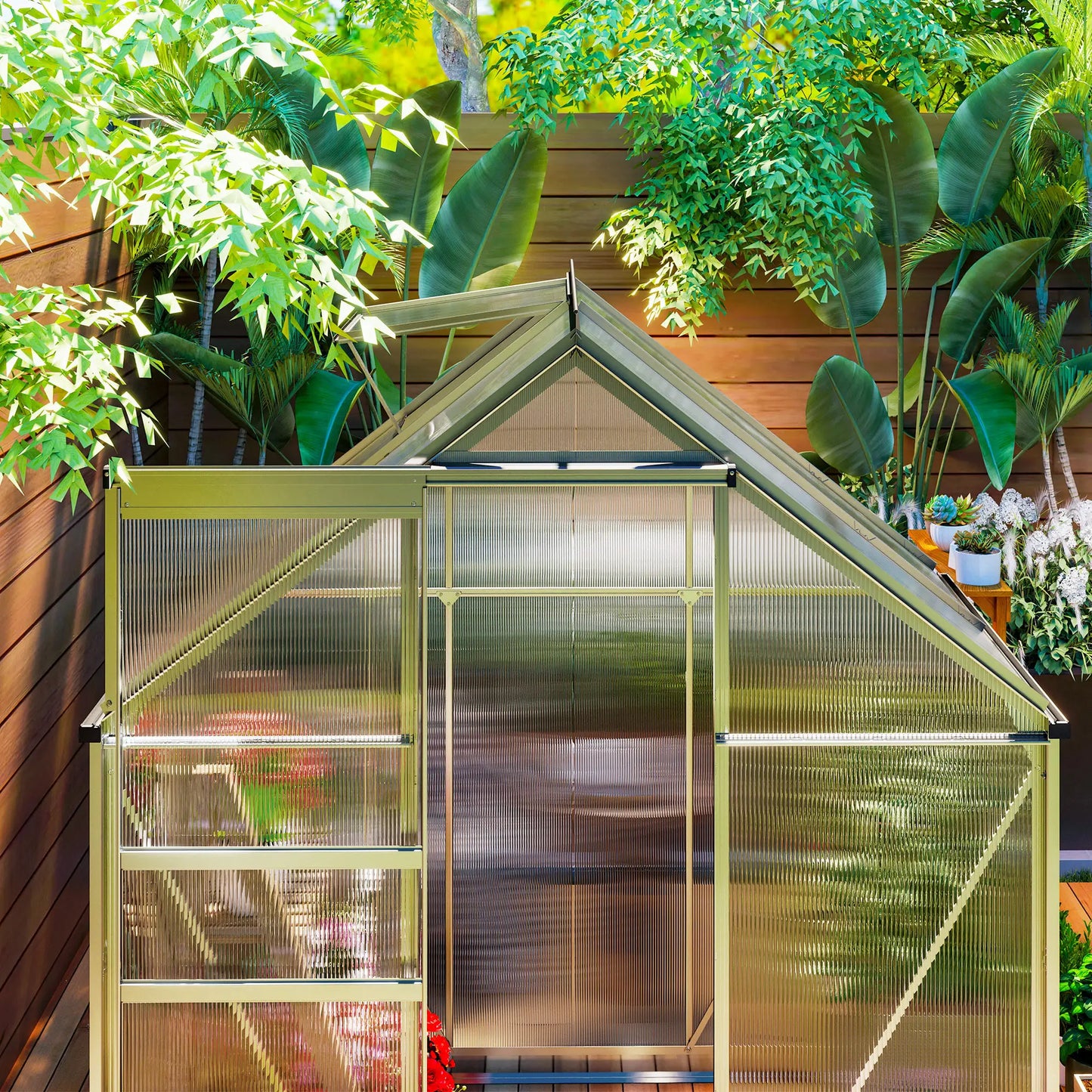 Outsunny 192.5 x 131cm Walk-In Polycarbonate Greenhouse